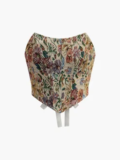 New Drawstring Floral Corset Corset Tops|Tops