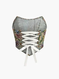 New Drawstring Floral Corset Corset Tops|Tops