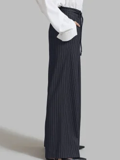 Outlet Drawstring Pinstripe Wide-Leg Pants Pants|Bottoms