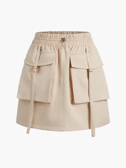 Discount Drawstring Pockets Cargo Mini Skirt Skirts|Bottoms