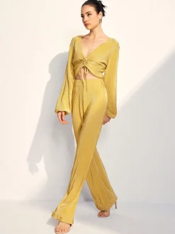 Sale Drawstring Puff Sleeve Pants Set Pants Sets|Matching Sets