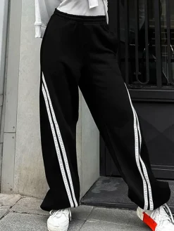 Best Drawstring Side Contrast Striped Pants Pants|Bottoms