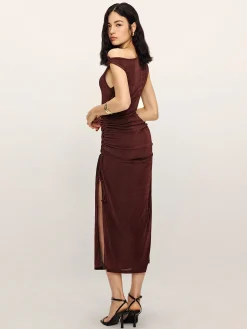 Discount Drawstring Split Tank Midi Dress Casual Dresses|Work Dresses