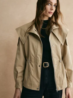 Clearance Drawstring Waist Zipper Trench Coat Outerwear|Coats