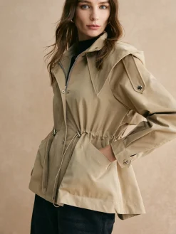 Clearance Drawstring Waist Zipper Trench Coat Outerwear|Coats
