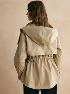 Clearance Drawstring Waist Zipper Trench Coat Outerwear|Coats