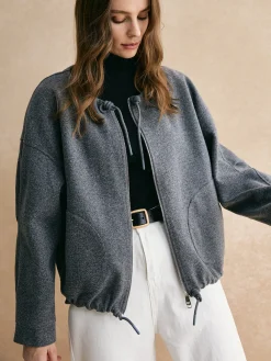 Hot Drawstring Zipper Loose Jacket Outerwear|Jackets