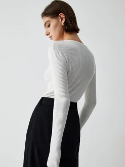 Discount Effortless Keyhole Long Sleeve Knit Top Sweater Tops|Sweaters & Cardigans