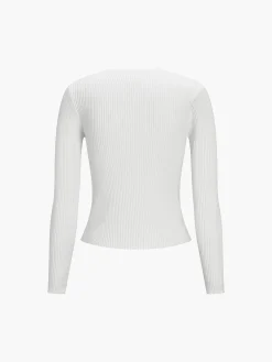 Discount Effortless Keyhole Long Sleeve Knit Top Sweater Tops|Sweaters & Cardigans