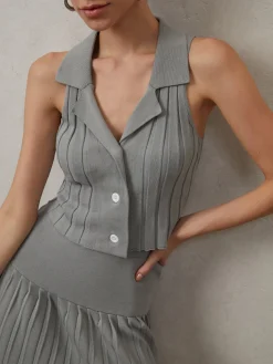 Outlet Effortlessly Pleated Sleeveless Sweater Vest Sweater Vests|Sweaters & Cardigans
