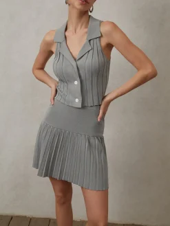 Outlet Effortlessly Pleated Sleeveless Sweater Vest Sweater Vests|Sweaters & Cardigans