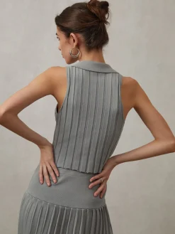 Outlet Effortlessly Pleated Sleeveless Sweater Vest Sweater Vests|Sweaters & Cardigans