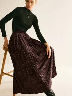 Elastic Waist Faux Leather Skirt Skirts|Bottoms