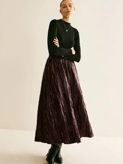 Elastic Waist Faux Leather Skirt Skirts|Bottoms