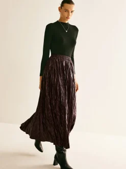 Elastic Waist Faux Leather Skirt Skirts|Bottoms