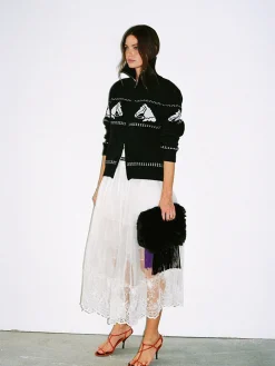 Hot Elastic Waist Lined Lace Skirt Skirts|Bottoms