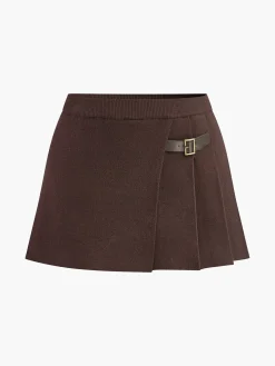 Outlet Elastic Waist Pleated Knit Skirt Skirts|Knitwear