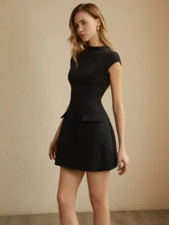 Clearance Elegant A-line Mini Dress White Dresses|Black Dresses