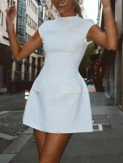 Clearance Elegant A-line Mini Dress White Dresses|Black Dresses