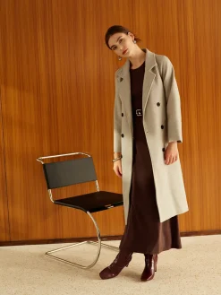 Sale Elegant Belted Long Winter Coat Outerwear|Coats