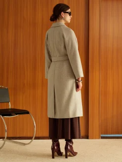 Sale Elegant Belted Long Winter Coat Outerwear|Coats