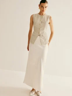 New Elegant Breasted Piping Split Vest Outerwear|Vests