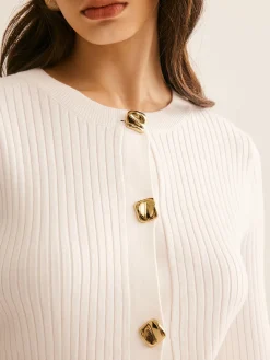 Best Elegant Button Pleated Sweater Co-ords Sweater Tops|Sweaters & Cardigans