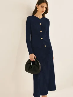 Best Elegant Button Pleated Sweater Co-ords Sweater Tops|Sweaters & Cardigans