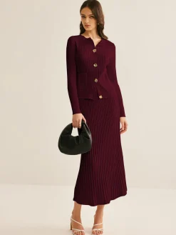 Best Elegant Button Pleated Sweater Co-ords Sweater Tops|Sweaters & Cardigans