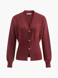 Hot Elegant Button Slit Cinched Cardigan Cardigans|Sweaters & Cardigans