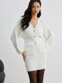 Discount Elegant Button Slit Cinched Cardigan Cardigans|Sweaters & Cardigans