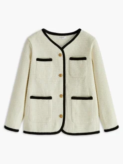 Clearance Elegant Contrast Binding Pockets Blazer Outerwear|Blazers