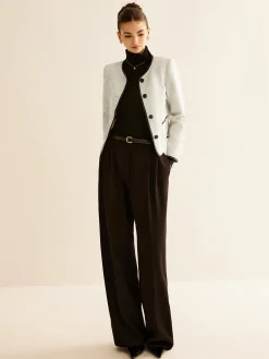 Online Elegant Contrast Trim Blazer Outerwear|Blazers