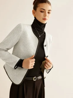 Online Elegant Contrast Trim Blazer Outerwear|Blazers