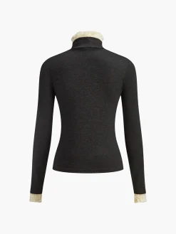 Outlet Elegant Contrast Trim Jersey Top T-shirts|Tops