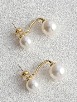 Best Elegant Double Pearl Stud Earrings Earrings|Accessories