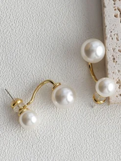Best Elegant Double Pearl Stud Earrings Earrings|Accessories