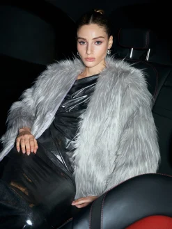 Online Elegant Faux Fur Coat Outerwear|Coats