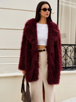 Best Elegant Faux Fur Long Coat Outerwear|Coats