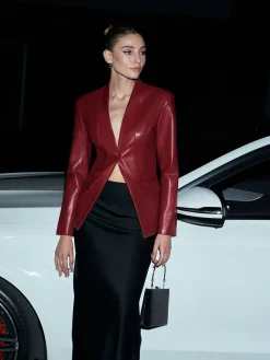 New Elegant Faux Leather Button Blazer Outerwear|Blazers