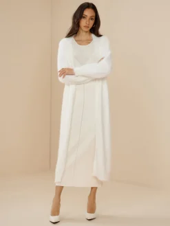 Clearance Elegant Fuzzy Plain Belted Cardigan Cardigans|Sweaters & Cardigans