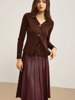 Best Elegant High-Stretch Polo Cardigan Cardigans|Sweaters & Cardigans