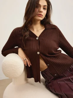Best Elegant High-Stretch Polo Cardigan Cardigans|Sweaters & Cardigans