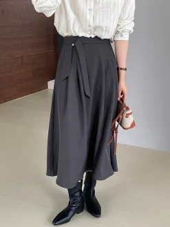 New Elegant Knotted Midi Skirts Bottoms