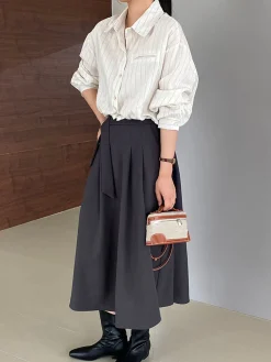 New Elegant Knotted Midi Skirts Bottoms
