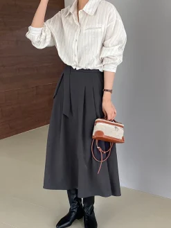 New Elegant Knotted Midi Skirts Bottoms