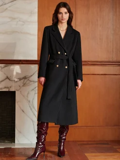 Sale Elegant Lapel Belted Coat Outerwear|Coats
