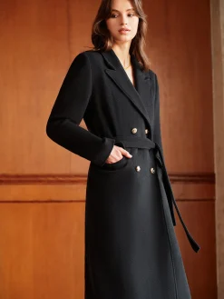 Sale Elegant Lapel Belted Coat Outerwear|Coats