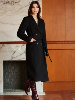 Sale Elegant Lapel Belted Coat Outerwear|Coats