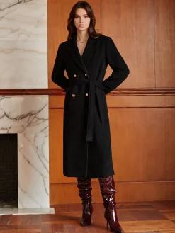 Sale Elegant Lapel Belted Coat Outerwear|Coats